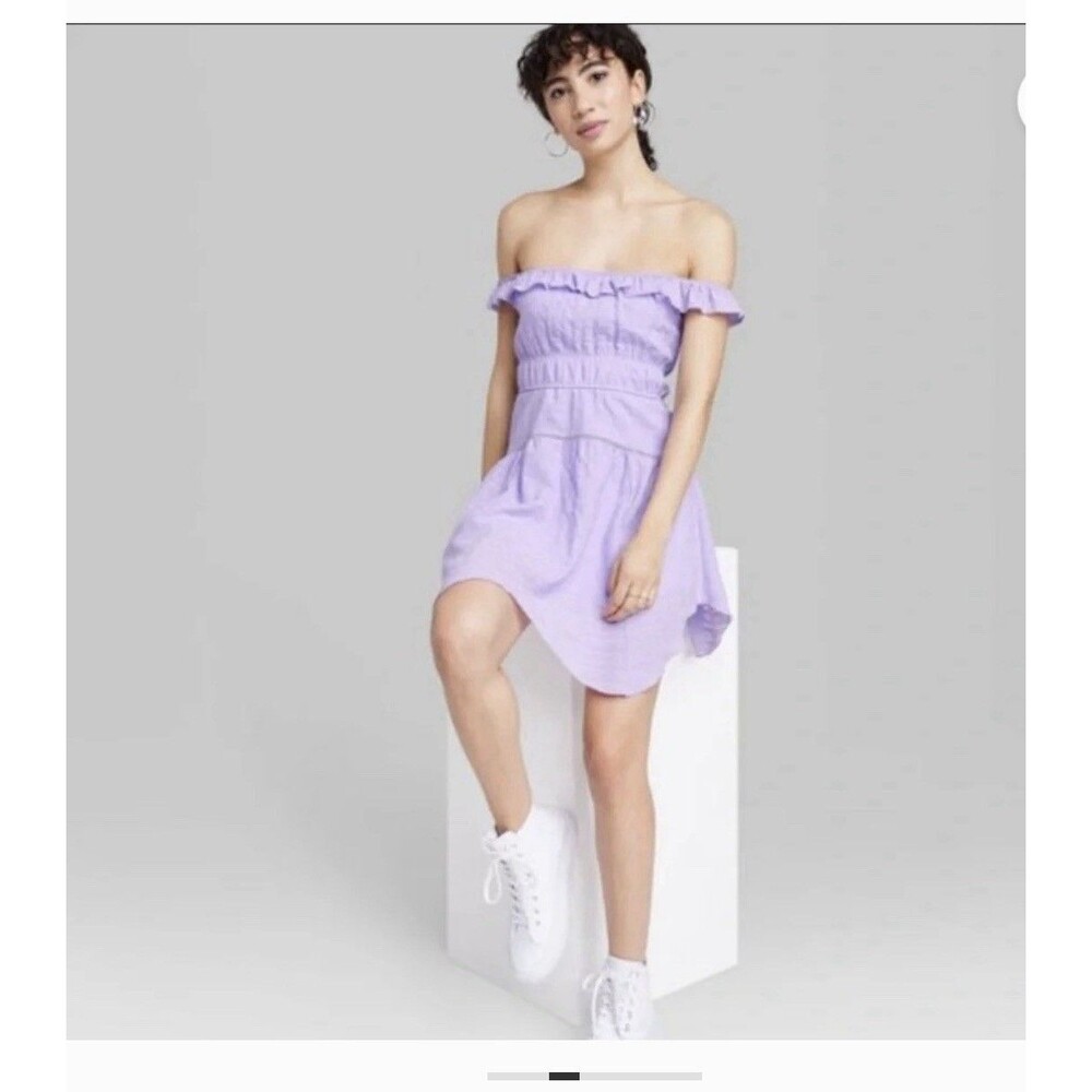 Wild Fable Lavender Ruffle Strap Tiered Mini Dress, Playful Ruffle Straps